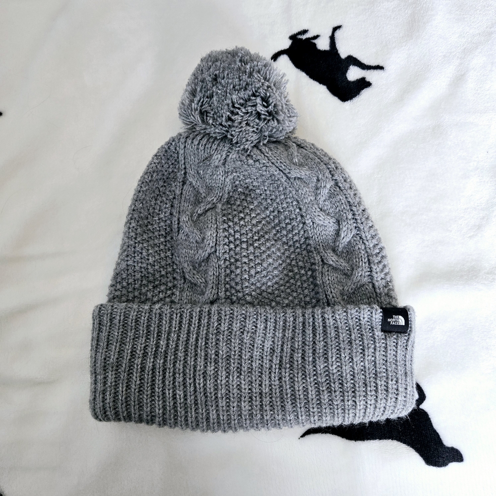 The North Face Gray Knitted Hat with Cable Pattern